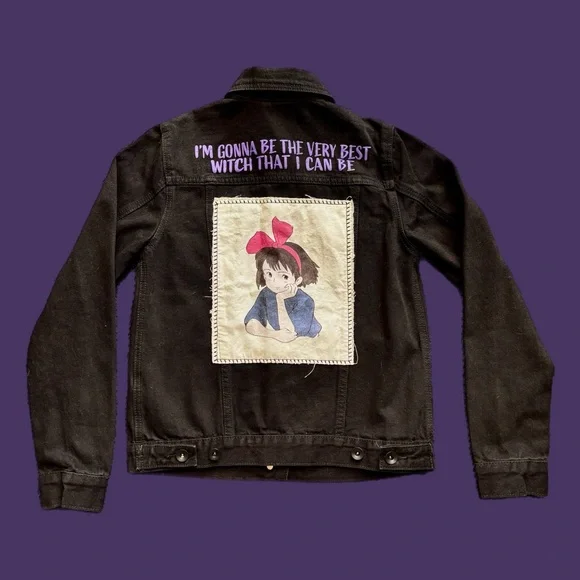 Kiki’s Delivery Service black denim jacket with Kiki back patch - Picture 1 of 5